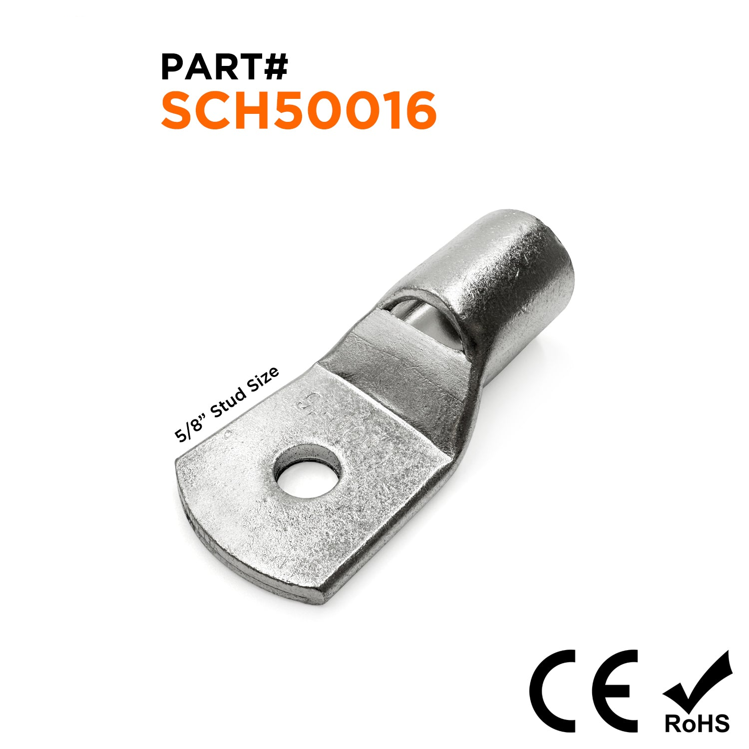 SCH50016 - 800/1000 MCM Non Insulated Tubular Ring Lugs, 5/8" Stud, 1 Piece