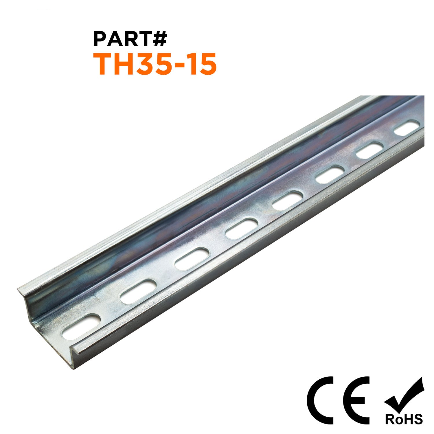 TH35-15 - Top Hat Style DIN Rail for Terminal Blocks, 35mm x 15mm, Steel, 1 Piece