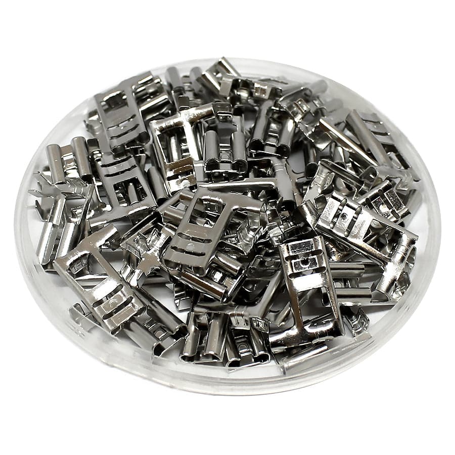 DJ6211-D6.3A-T - 22 to 18 AWG Flag Terminal Quick Disconnects, 90-Degree, Tin Plated Brass, 100 Pieces