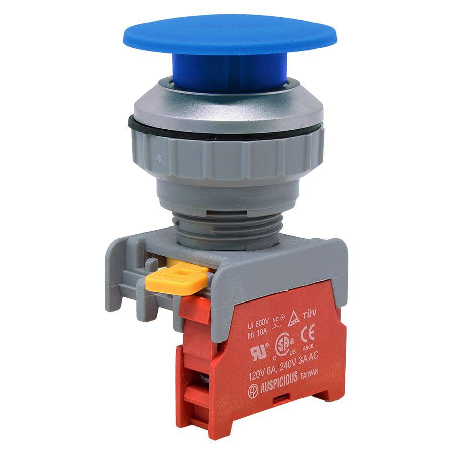 XE30-1/C-BL - 1/C - 30mm Push Button - 40mm Mushroom Head - Azul
