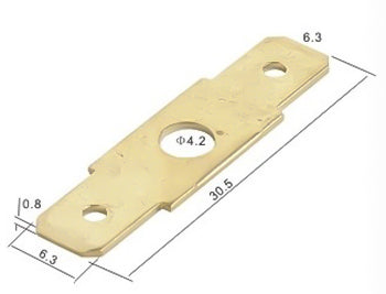 DJ6126A-6.3x0.8 - 6.3mm Tab Quick Connects Male Screw PCB Terminals, Brass, 100 Pieces