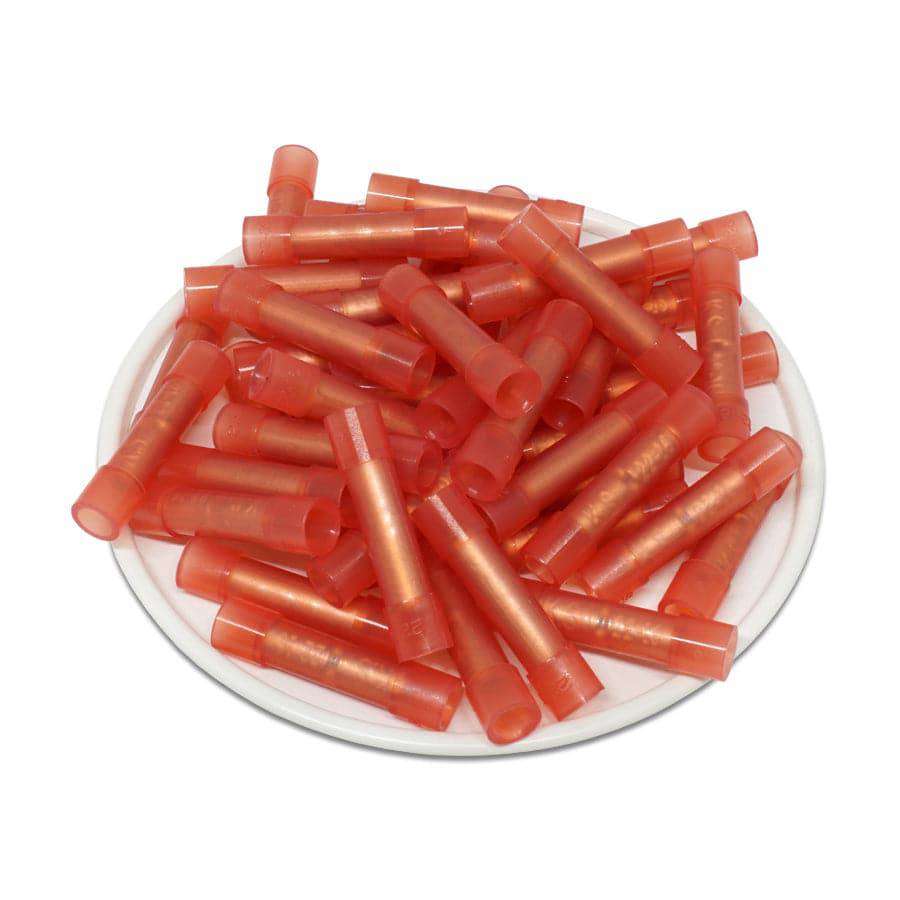 BNYF1 - 22 to 16 AWG Nylon Insulated Butt Splice Connectors, Flared, 100 Pieces