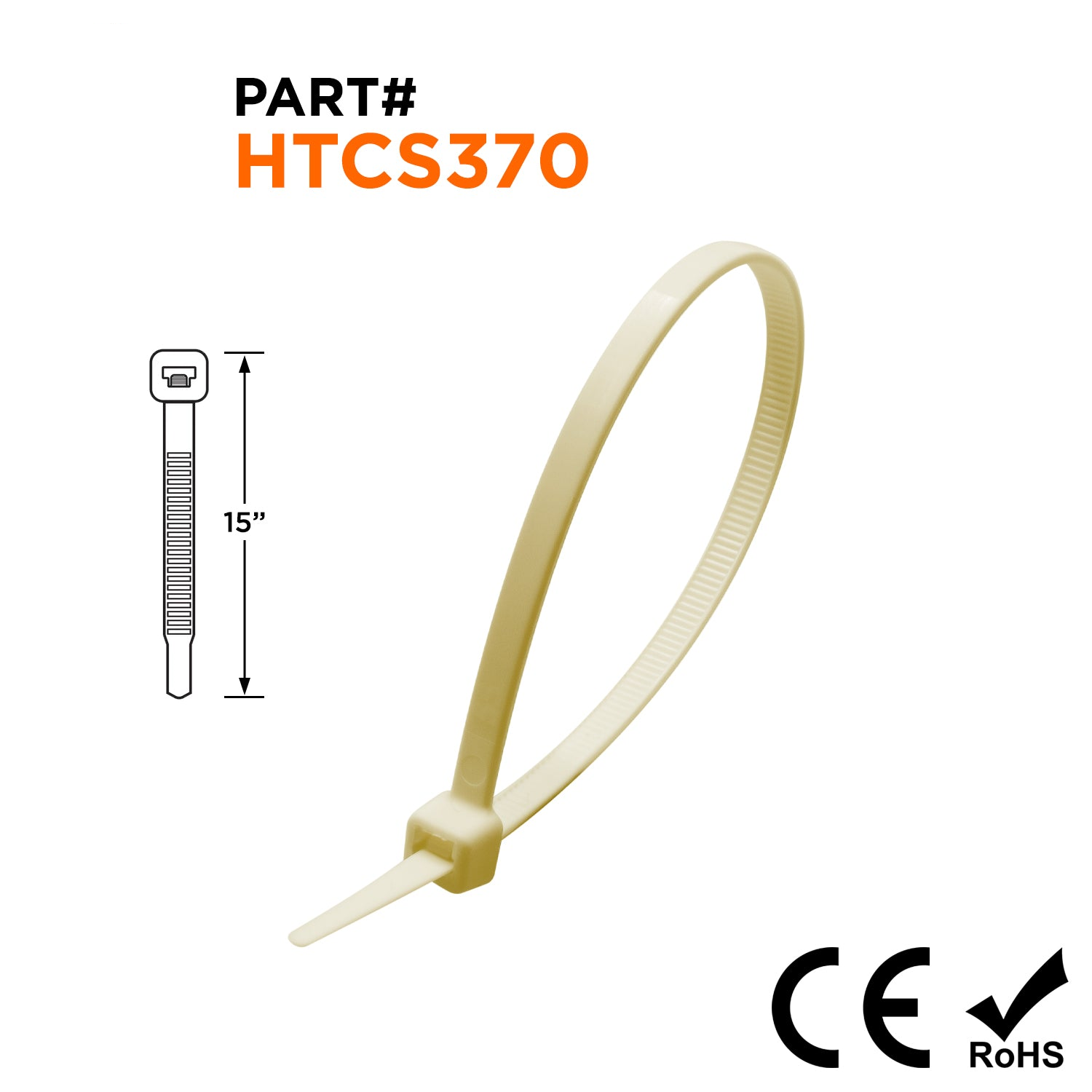 HTCS370 - 15" High Temp Estándar Bridas, 50-lb Tensile Strength, 266°F, 100-Pack