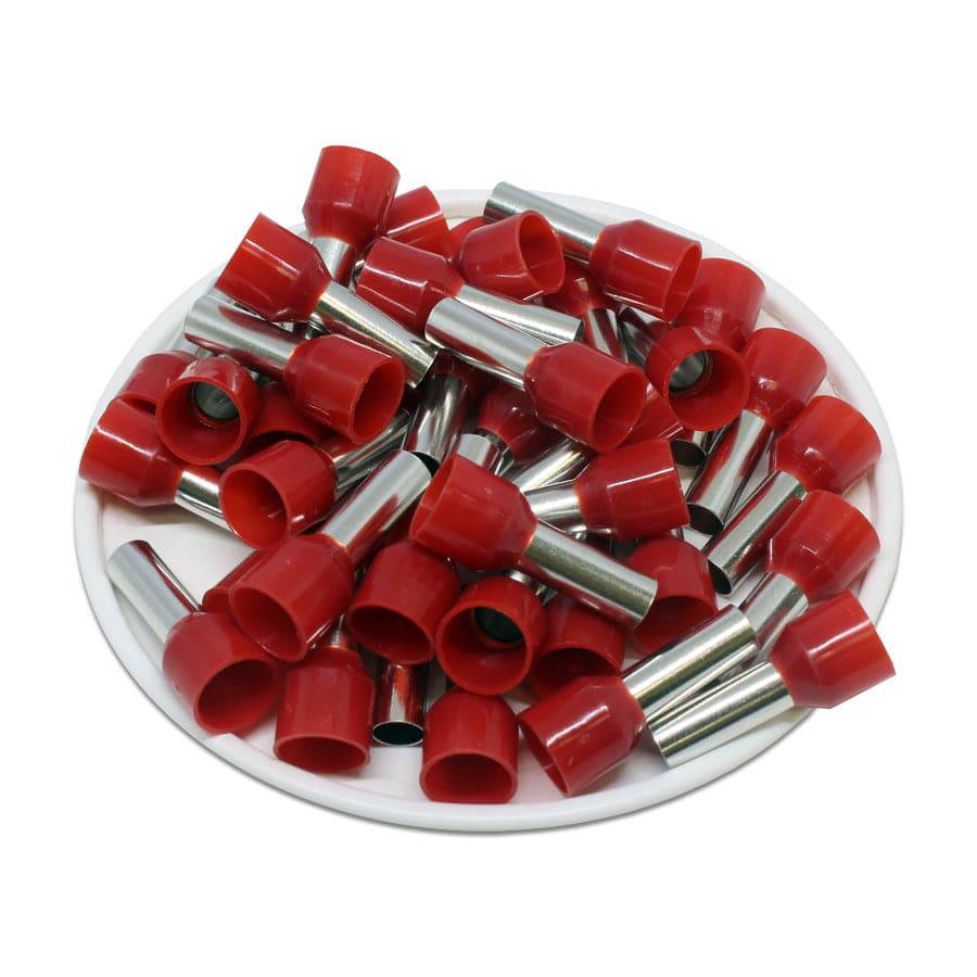 AD100012 - 8 AWG Insulated Punteras, 12mm Pin, Rojo, UL Recognized, 100 piezas