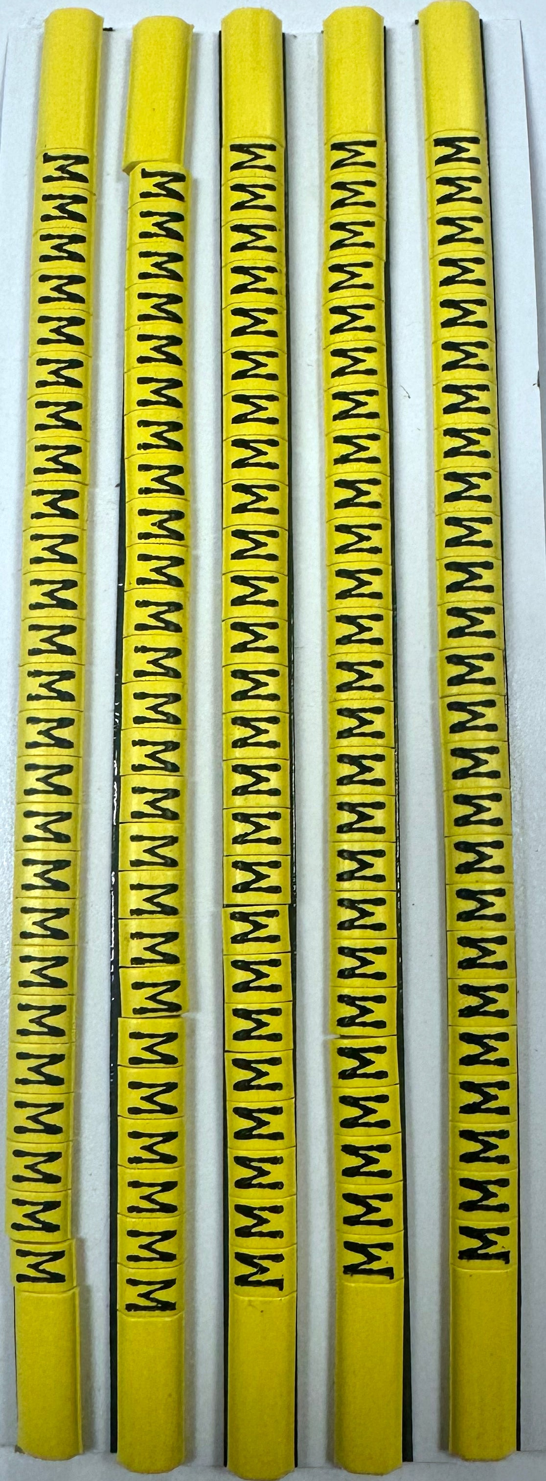 30BYM - Ademark Style P3 Wire Markers, PVC, Letter M, 3mm, Black & Yellow, 10 Strips