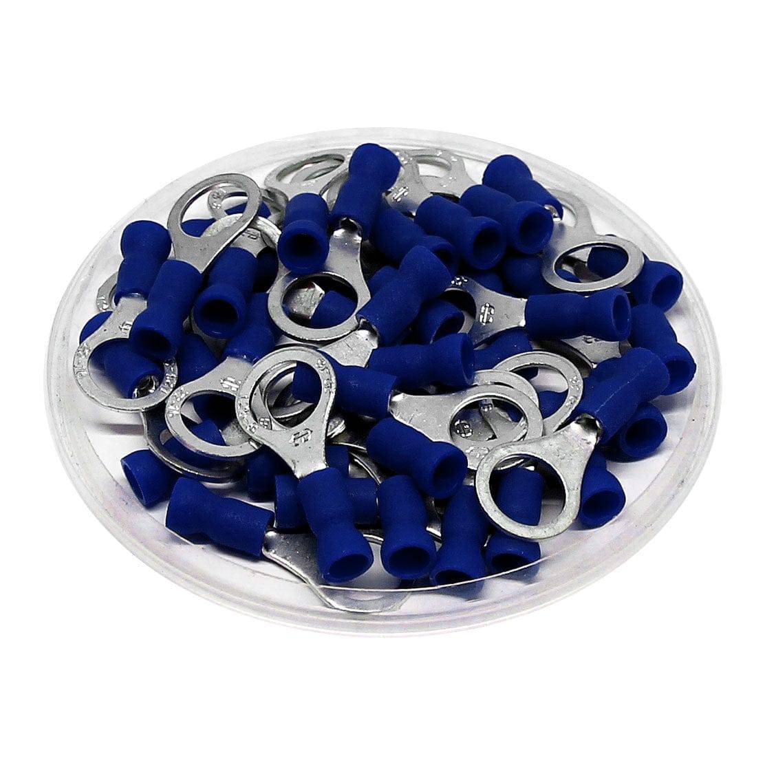 RVE2-6 - 16 to 14 AWG Vinyl Insulated Easy Entry Ring Terminals, 1/4" Stud, Butted Seam, 100 Pieces