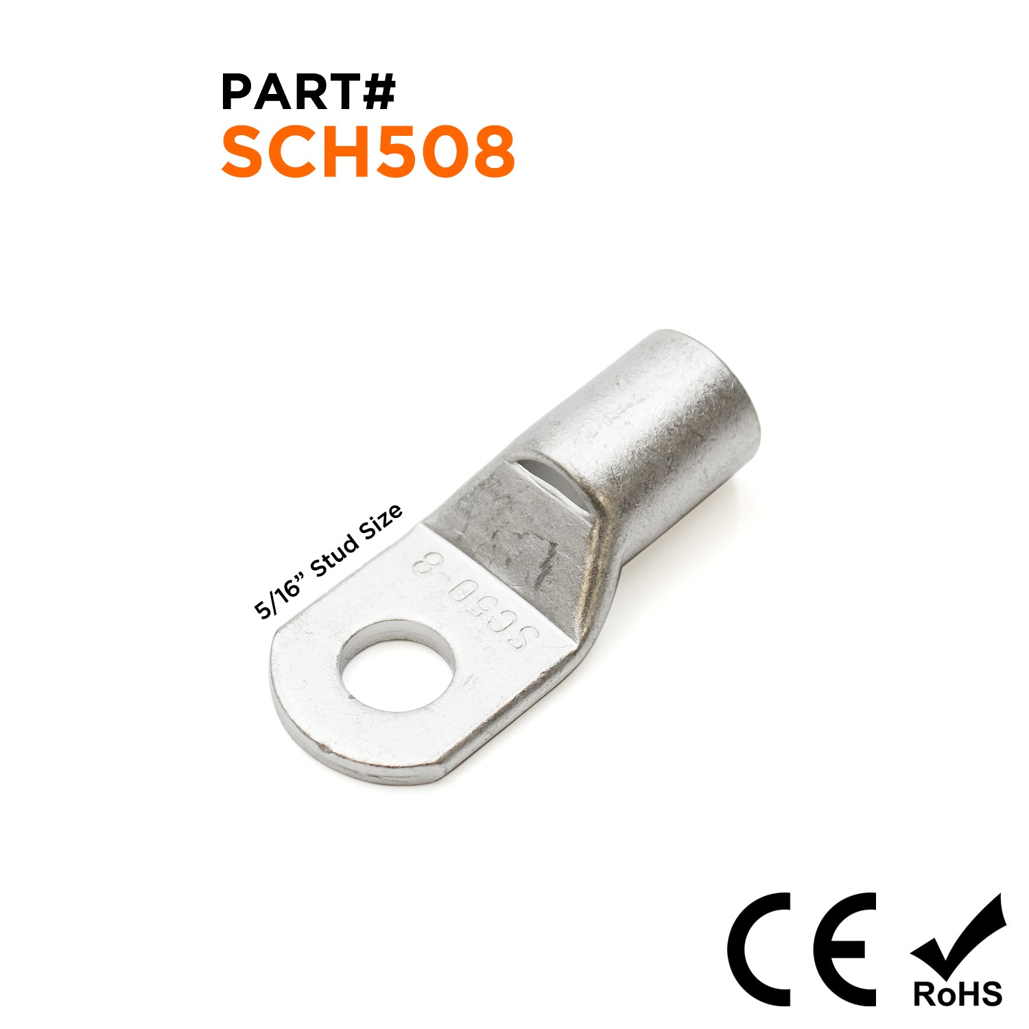 SCH508 - 1 AWG Sin aislamiento Tubular Ring Lugs, 5/16" Orificio, 10 piezas