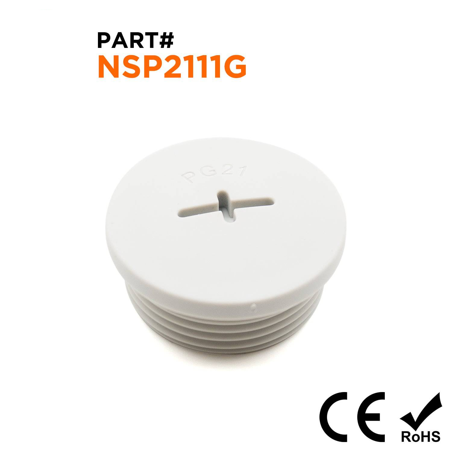 NSP2111G - PG21 Nylon Screw Plug - Gray
