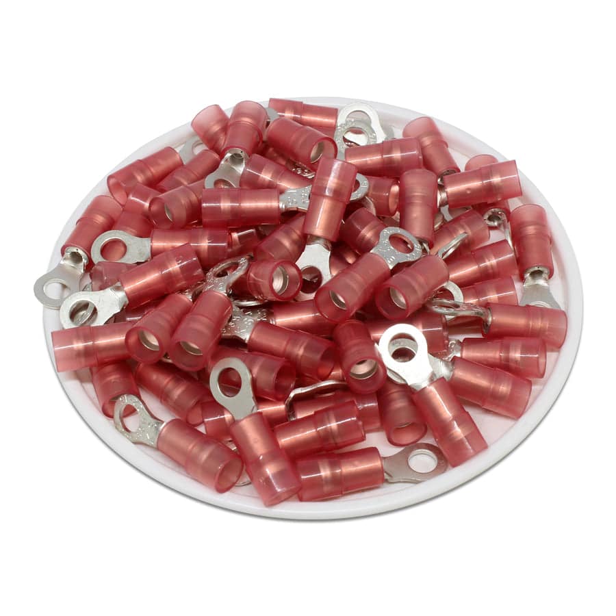 RNYDM1-3.7 - Double Crimp Con aislamiento de nailon Terminales de anillo - 22-16 AWG - #6 Orificio