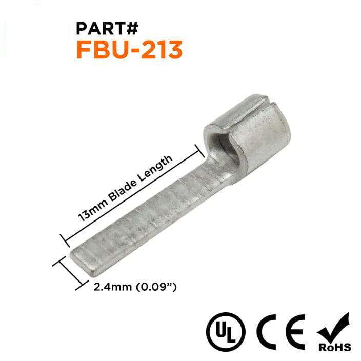 DBNB2-13 - 16 to 14 AWG Non Insulated Blade Terminals, 1/2" Blade Length x 1/16" Width, 100 Pieces