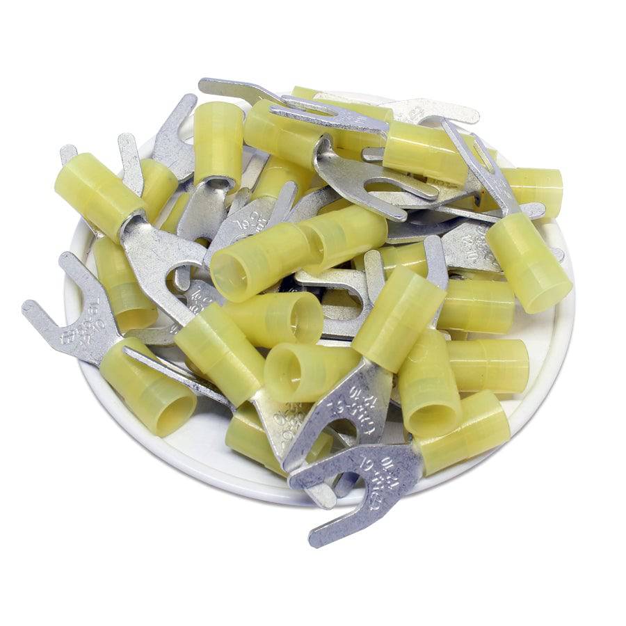 SNYBL5-6 - 12 to 10 AWG Nylon Insulated Spade Terminals, 1/4" Stud, 50 Pieces