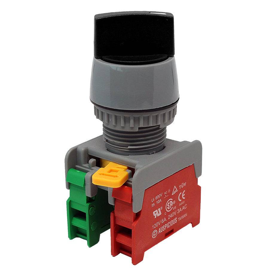 GCS22-1O/C-BK - Twist Knob Switch - 2 Contact (1O/C) - 2 Positions (1-2) - Black