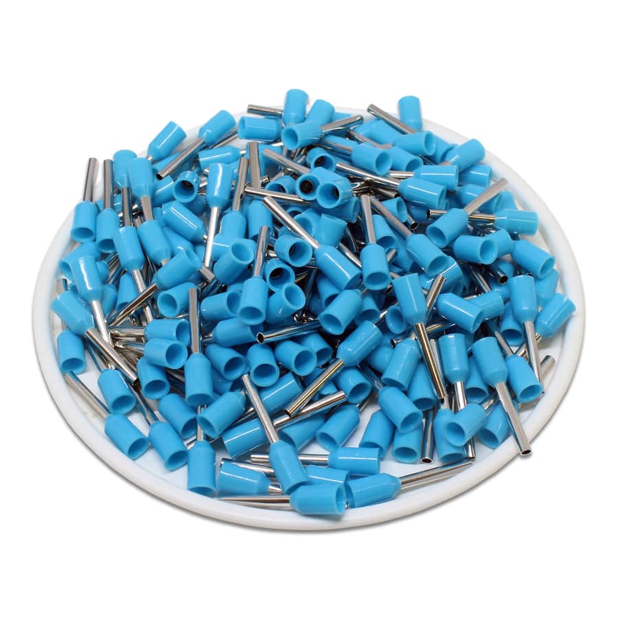 AT07510 - 20 & 18 AWG Single Insulated Wire Ferrules, 10mm Pin, Light Blue, UL Recognized, 500 Pieces