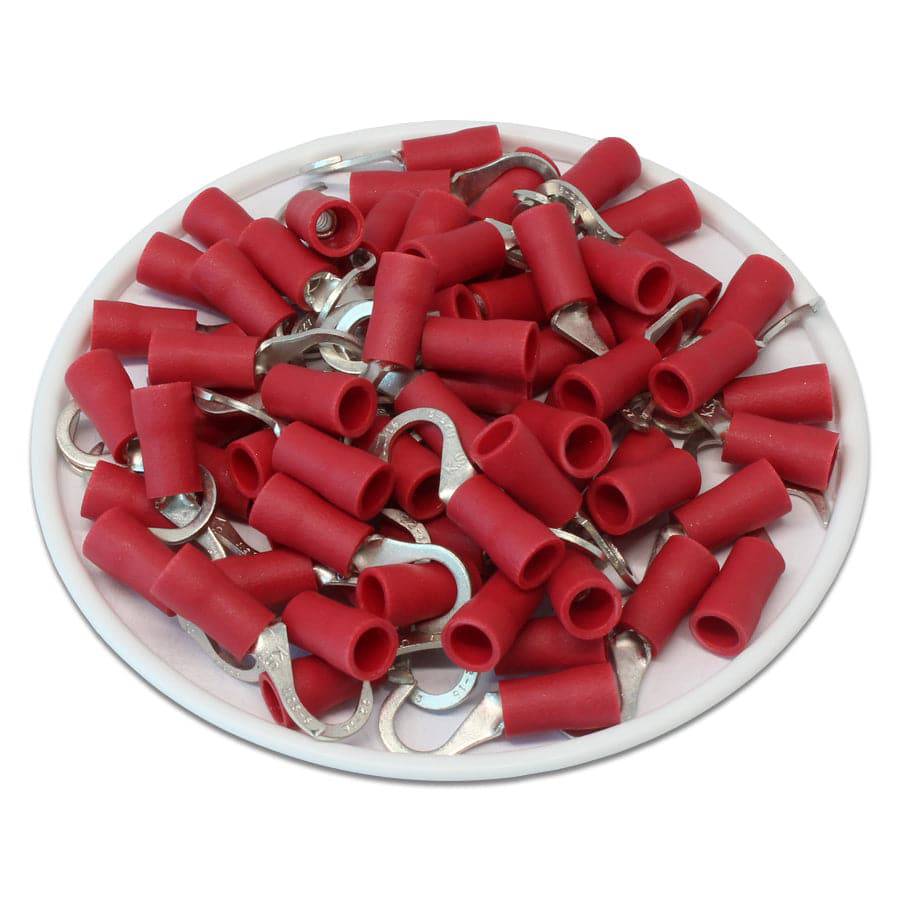 22 a 16 AWG Con aislamiento de vinilo Hook Terminales, #10 Orificio, Brazed Seam, 100 piezas - HVB1-5