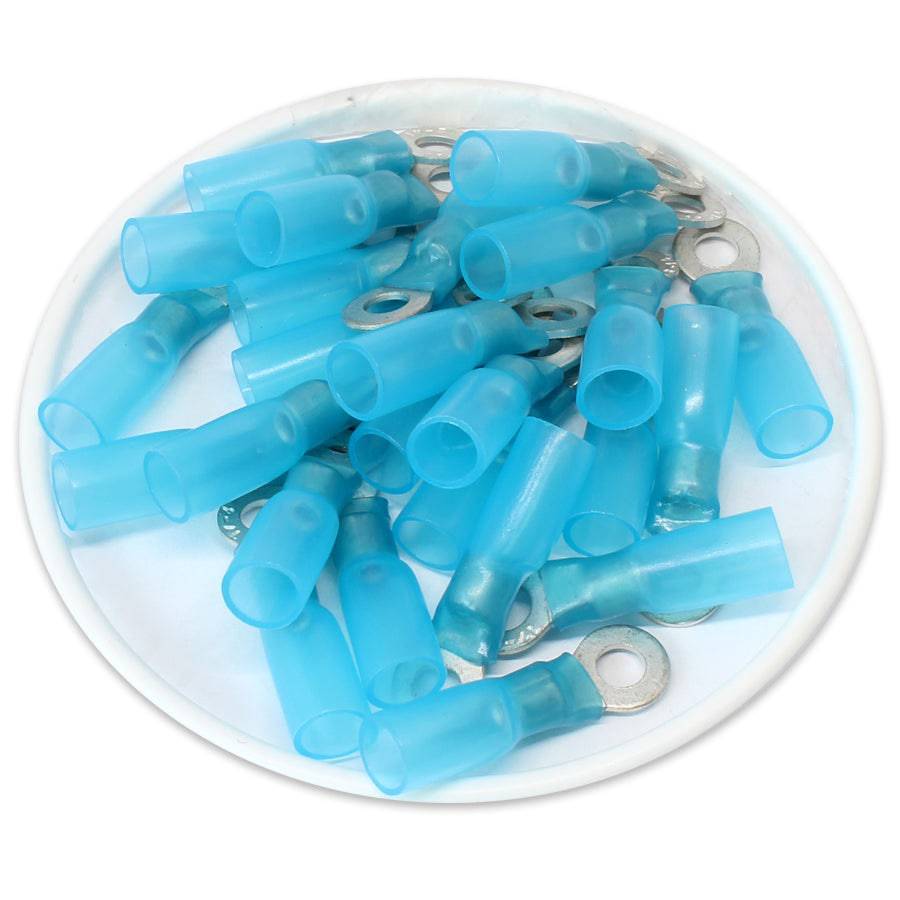 DSB08 - 16 to 14 AWG Heat Shrink Ring Terminals, #8 Stud, Polyolefin, 25 Pieces