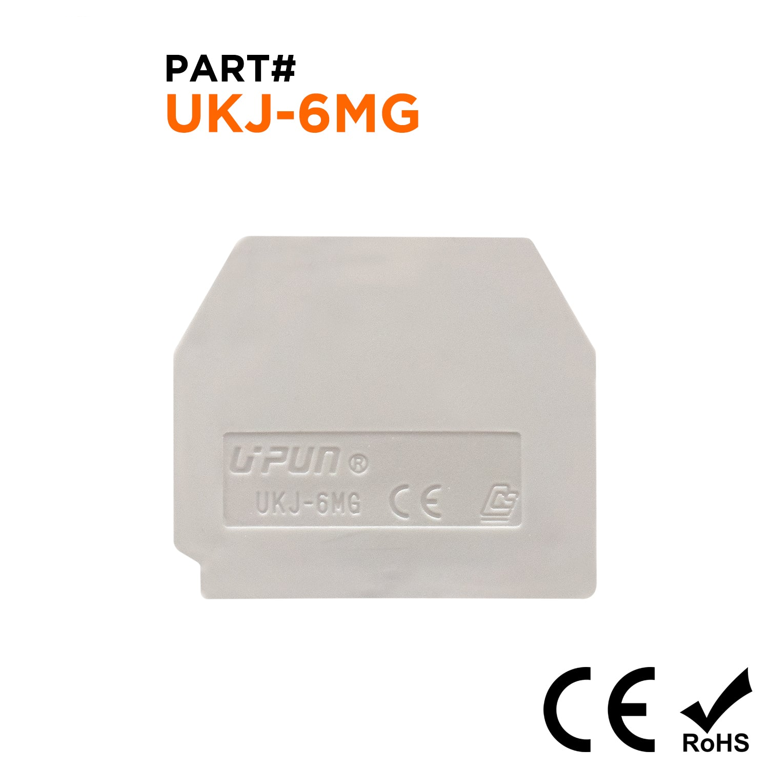 UKJ-6MG - End Cover for Miniature Feed Through, Screw Clamp Terminal Block, Gray