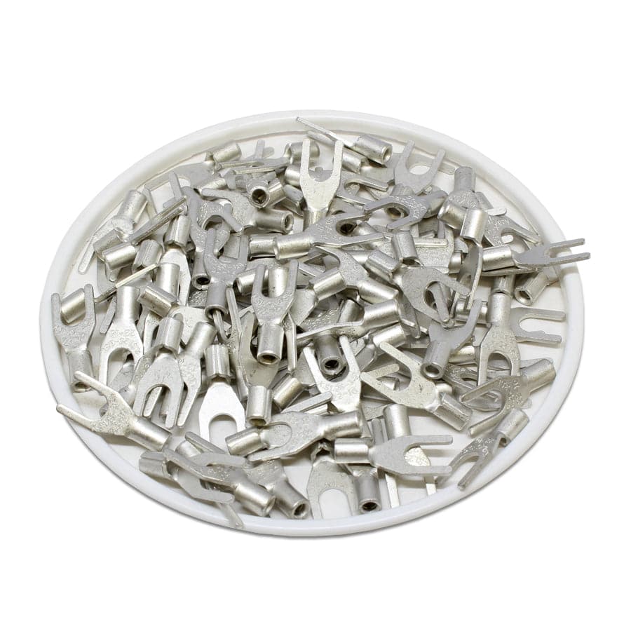 SNL1-37 - 22 to 16 AWG Non Insulated Spade Terminals, #6 Stud, UL Approved, 100 Pieces