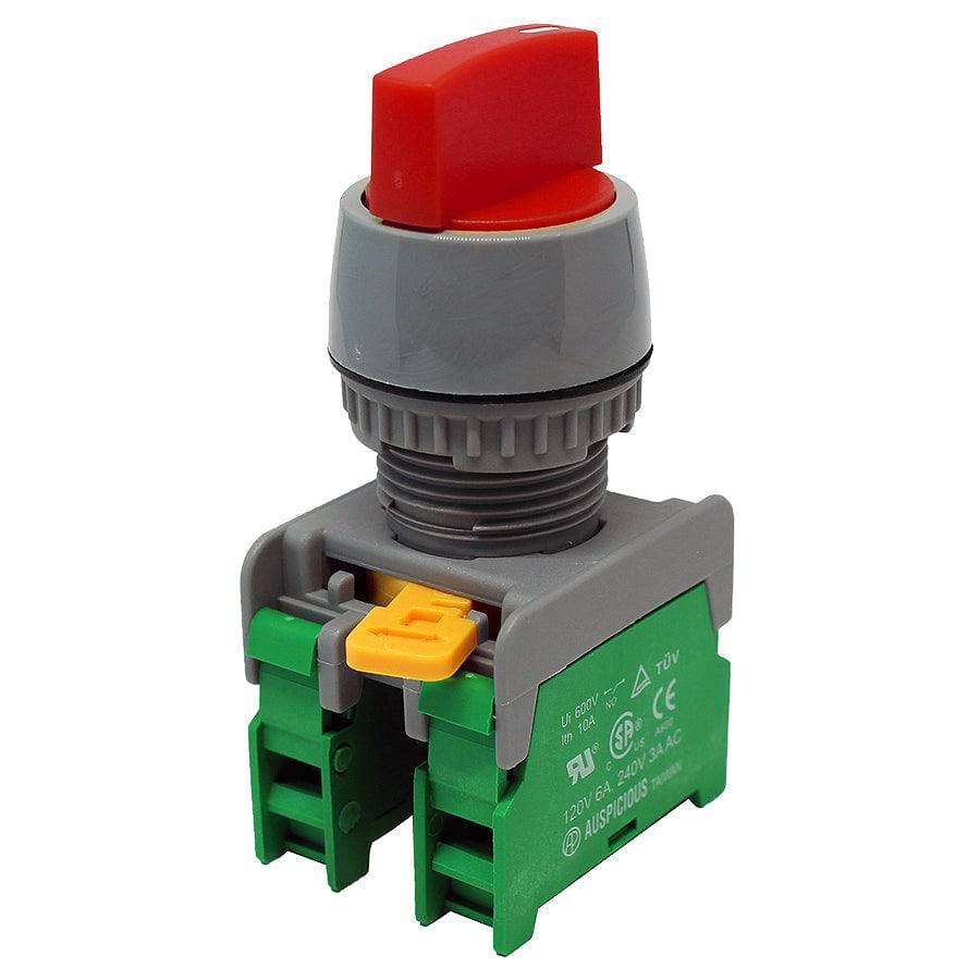 GCS22-2/O-RD - Twist Knob Switch - 2 Contact (2/O) - 3 Positions (1-0-2) - Rojo