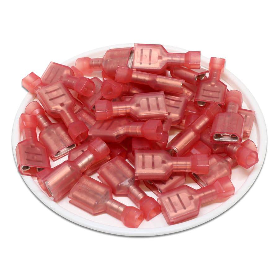 FDFNY1-250(A) - 22 a 16 AWG Con aislamiento de nailon Terminales de desconexión rápida, Female, Totalmente aislados, 100 piezas