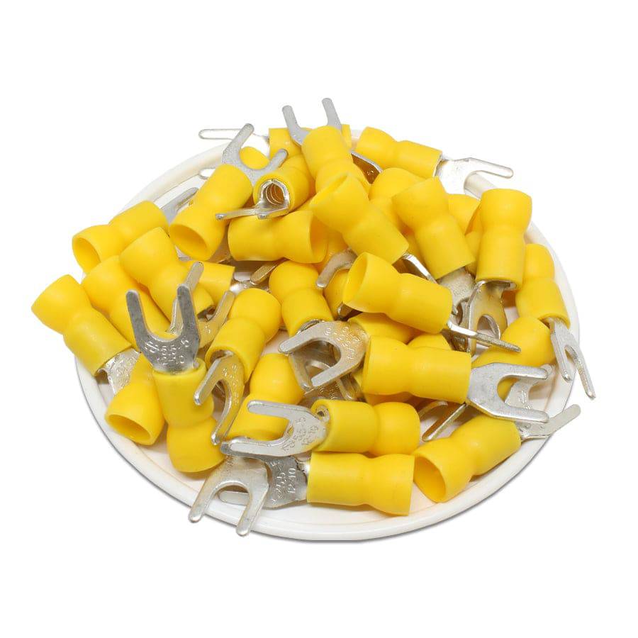 SVE5-5 - 12 to 10 AWG Vinyl PVC Insulated Spade Terminals, #10 Stud (M5), 50 Pieces