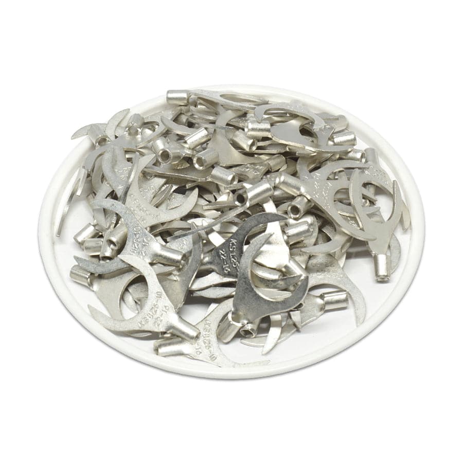 ANB1-10 - 22 to 16 AWG Non Insulated Fork Terminals, 3/8" Stud, UL Recognized, 100 Pieces