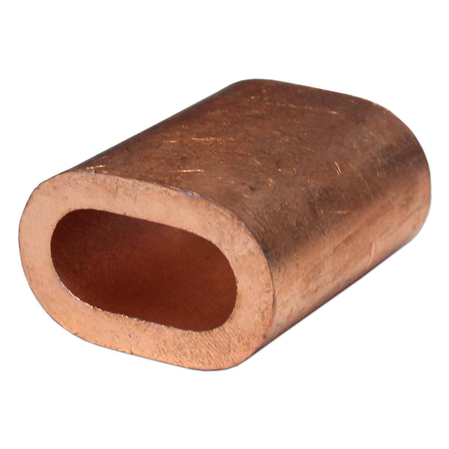 FD710606 - 1/4" Wire Rope Swage Sleeves, Oval Shape, Copper, 10 Pieces