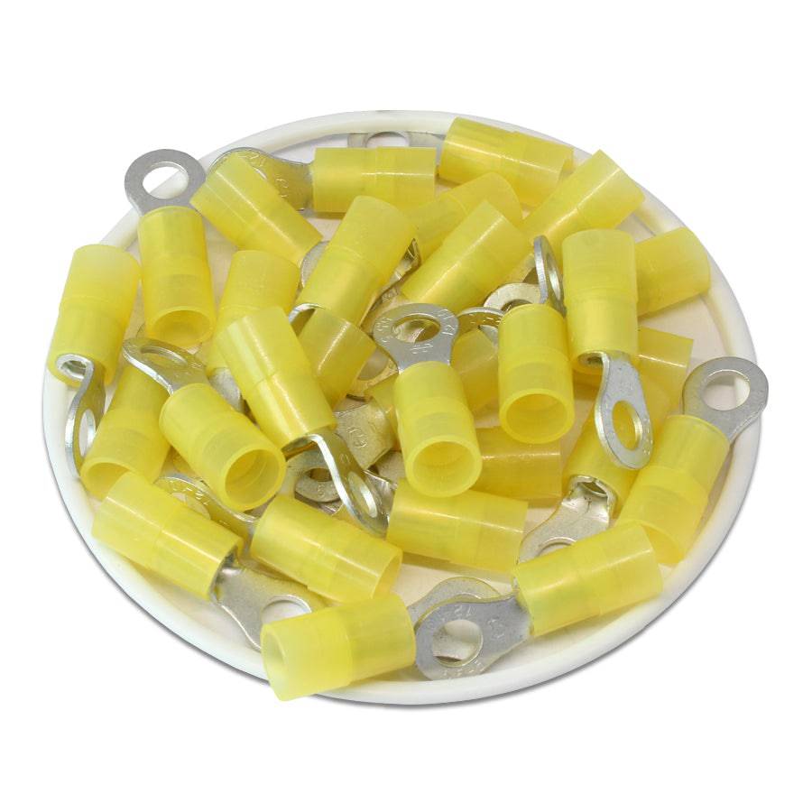 RNY5-5 - 12 to 10 AWG Nylon Ring Terminals, #10 Stud, Butted Seam, 50 Pieces