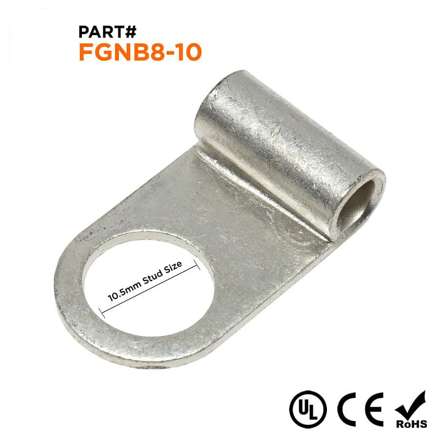 FGNB8-10 - 8 AWG Sin aislamiento Flag Terminales de anillo, Ring Tongue, 3/8" Orificio, 25 piezas