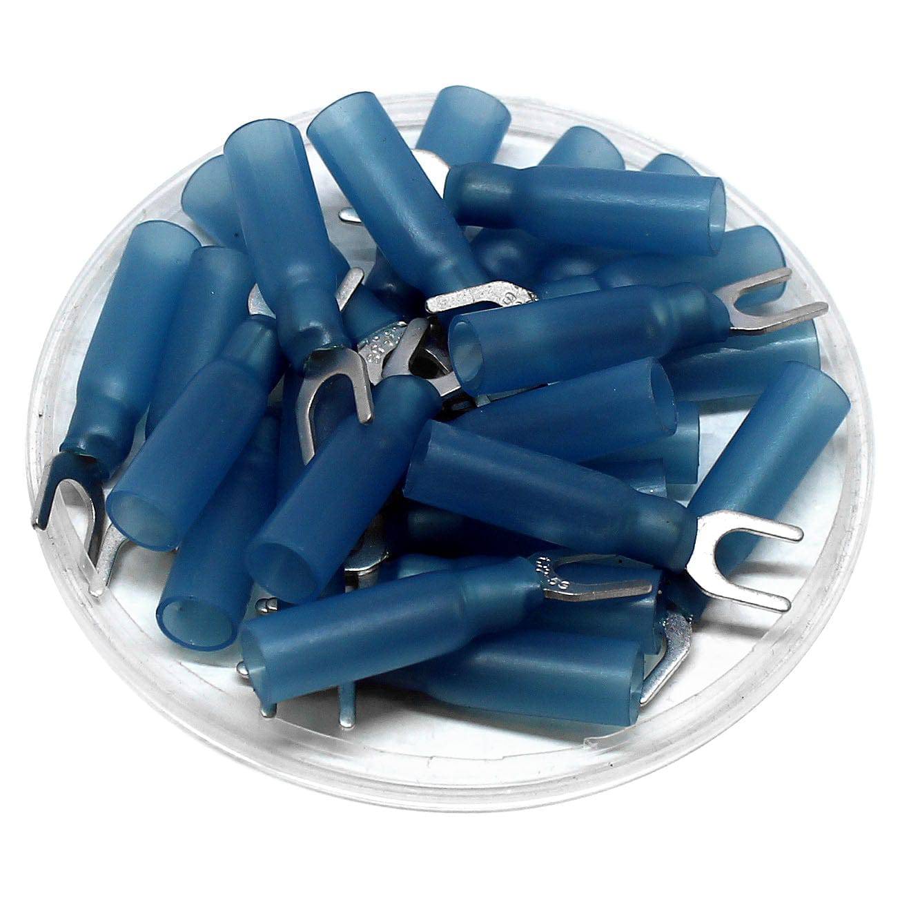16 to 14 AWG Heat Shrink Spade Terminals, 1/4" Stud, Polyethylene, 25 Pieces - SHTS2-6