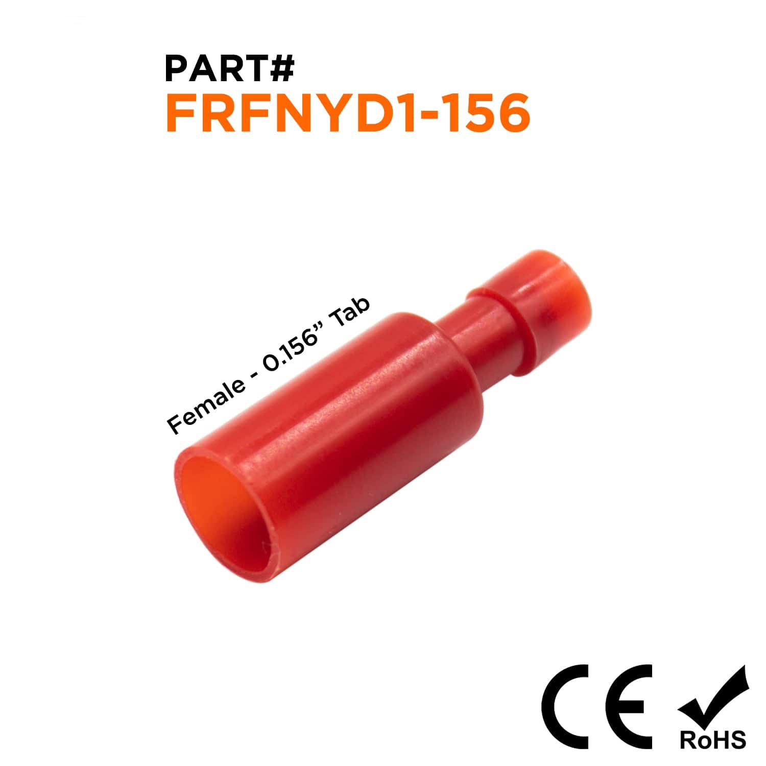 FRFNYD1-156 - 22 to 16 AWG Fully Insulated Bullet Connectors, Nylon, Female, Double Crimp, 100 Pieces