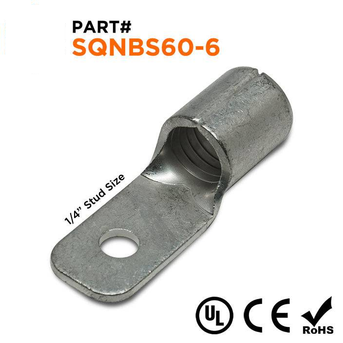 SQNBS60-6 - 1/0 AWG Cuadrado Terminales de anillo, 1/4" Orificio, 10 piezas