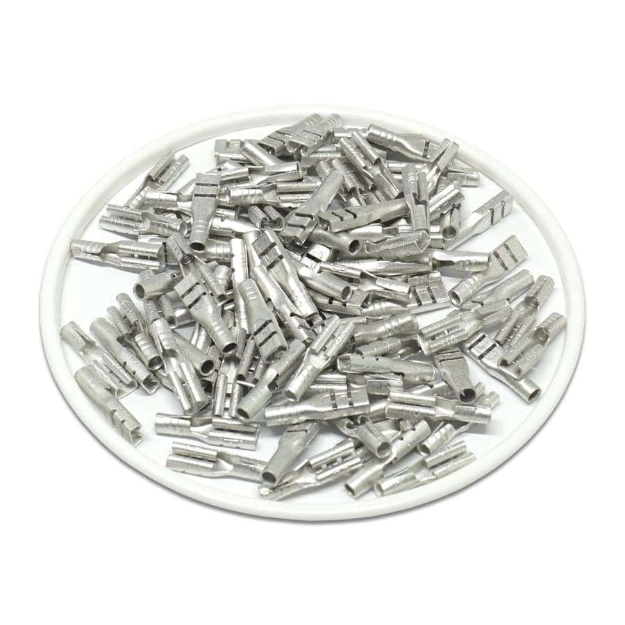 FDN1-110(8) - 22 to 16 AWG Non Insulated Female Quick Disconnects, 3.2mm Tab, 100 Pieces