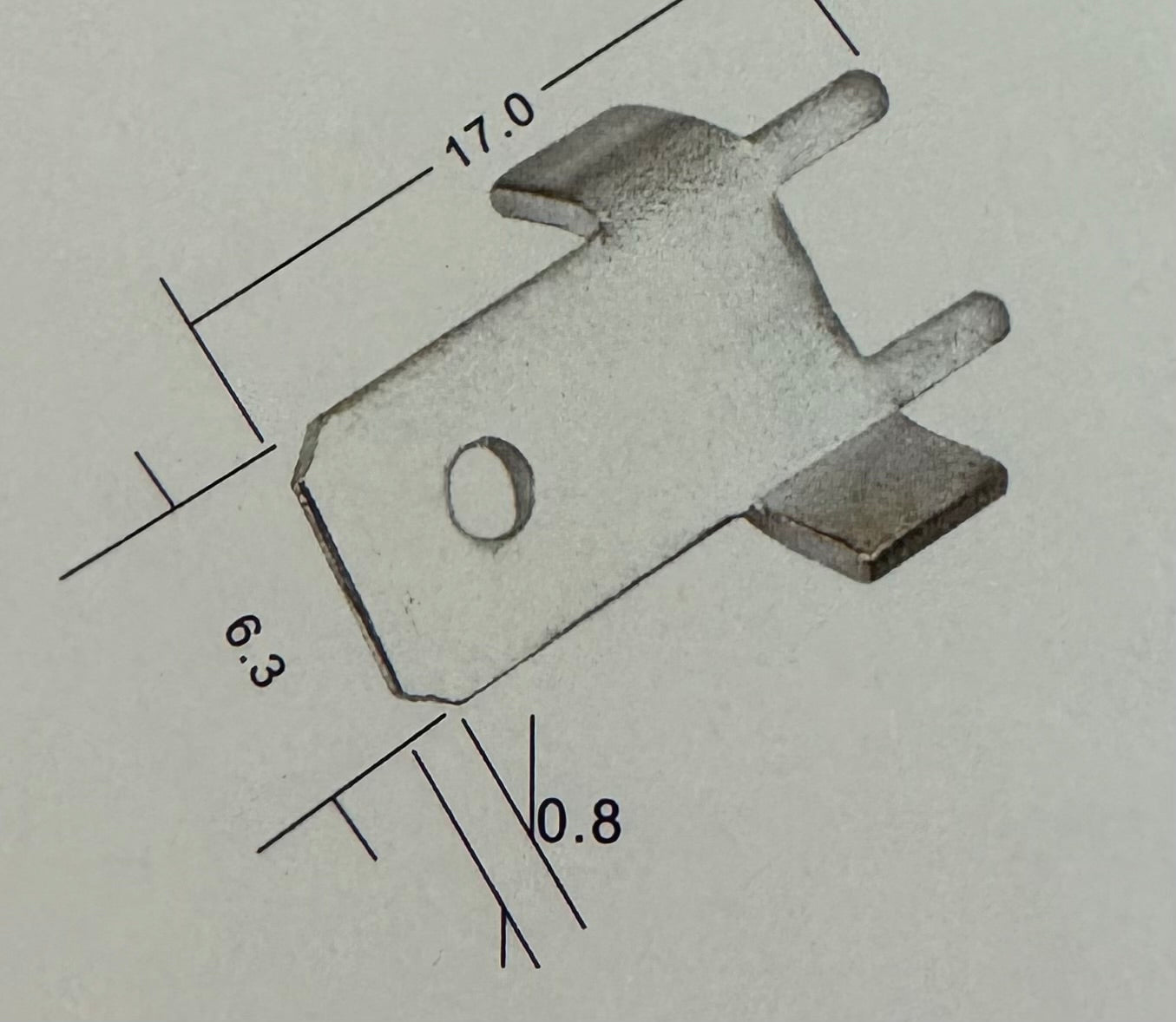 DJ6118-6.3x0.8-T - 6.3mm Tab, Quick Connect Male Solder Connectors, Tin Plated Brass, 100 pieces