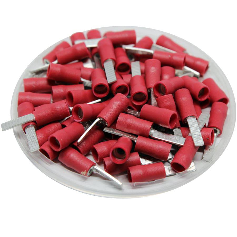 DBD1-11 - 22 a 16 AWG Vinyl PVC Insulated Flat Blade Terminales, Double Crimp, 11mm Pin, UL Recognized, 100 piezas
