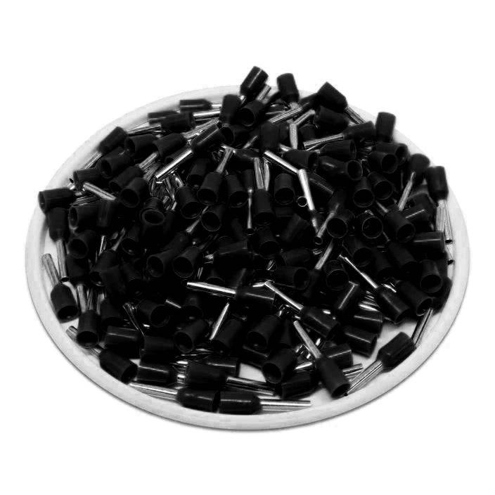 F10008B - 18 AWG Insulated Wire Ferrules, 8mm Pin, Black, 500 Pieces