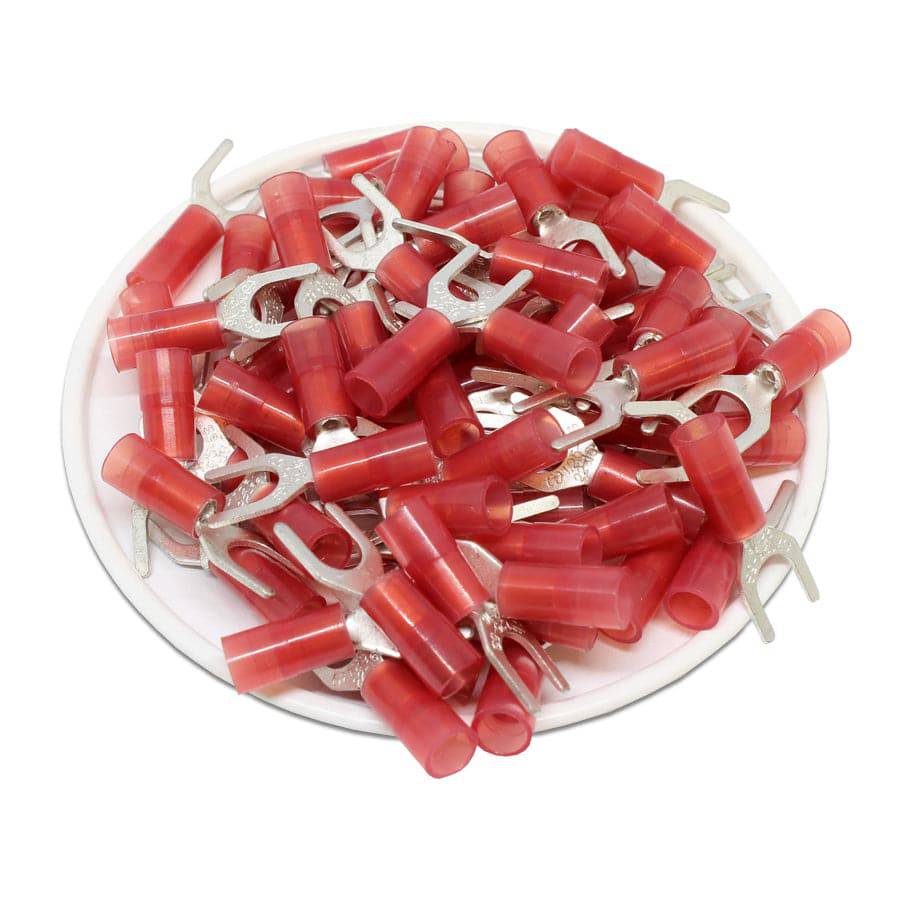 SNYBS1-5 - 22 a 16 AWG Con aislamiento de nailon Terminales de horquilla, #10 Orificio, UL Recognized, 100 piezas
