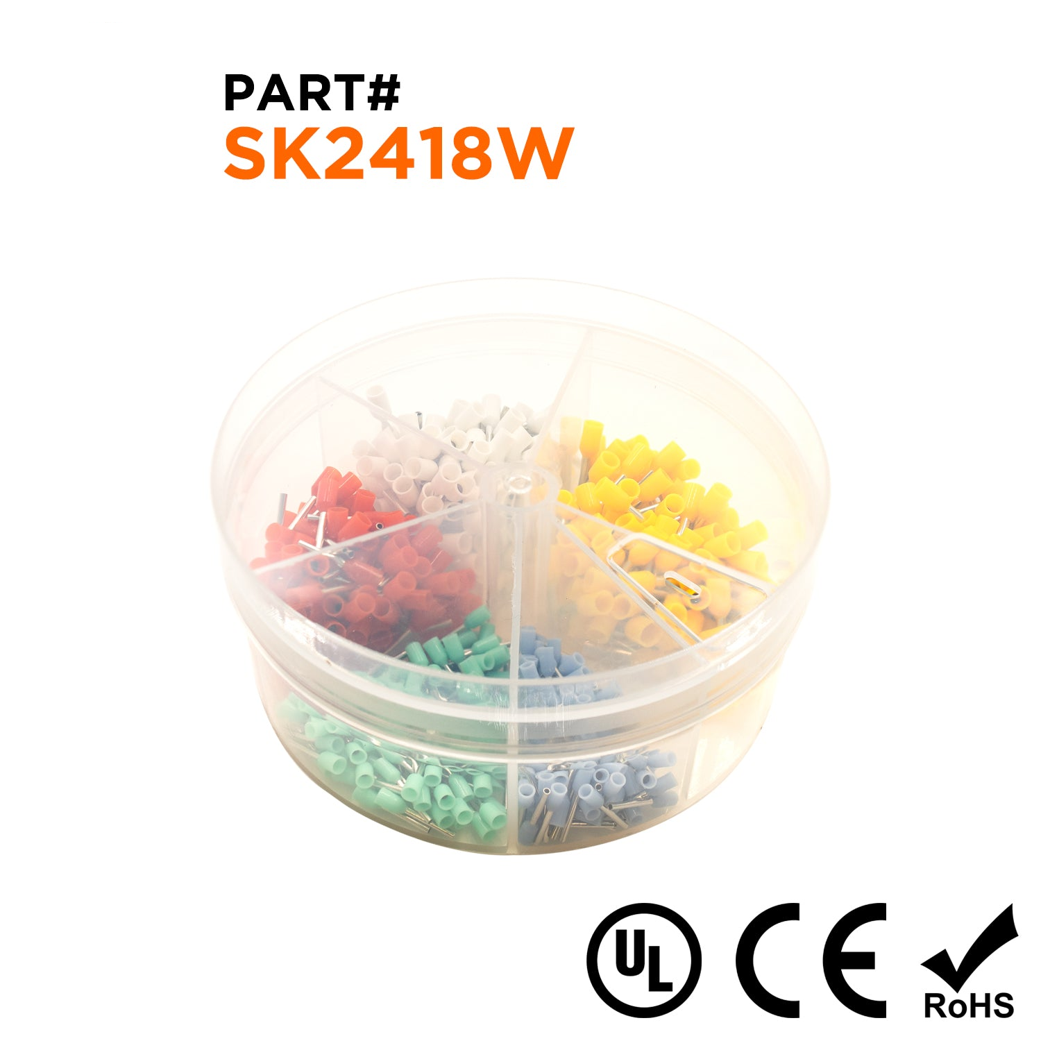 SK2418W - 24 to 18 AWG Single Insulated Wire Ferrules Mini Kit, 500 Pieces, Series W, 1 Kit