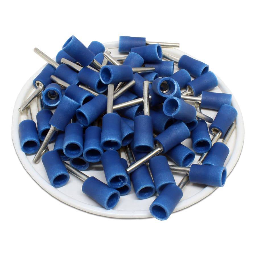 PTV2-13 - 16 to 14 AWG Vinyl Insulated Pin Terminals, 1/2" Pin, UL Recognized, 100 Pieces