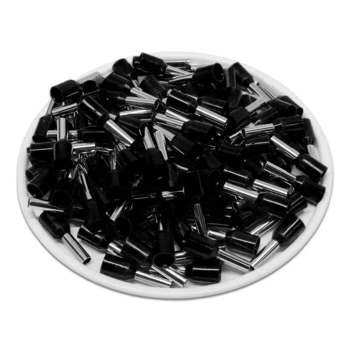 F25008B - 14 AWG Insulated Wire Ferrules, 8mm Pin, Black, 500 Pieces