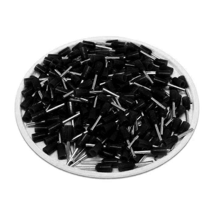 F05008B - 22 AWG Insulated Wire Ferrules, 8mm Pin, Black, 500 Pieces