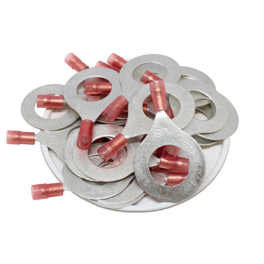 RNYD1-14 - Double Crimp De nailon Terminales de anillo - 22-16 AWG - 9/16" Orificio