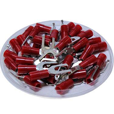 FSNYB1-5 - 22 to 16 AWG Nylon Insulated Flange Spade Terminals, #10 Stud, 100 Pieces