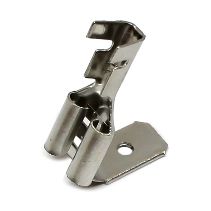 DJ6212D-6.3B-T - 18 to 16 AWG Tin Plated Open Barrel Piggyback Male/Female Disconnects, 100 Pieces