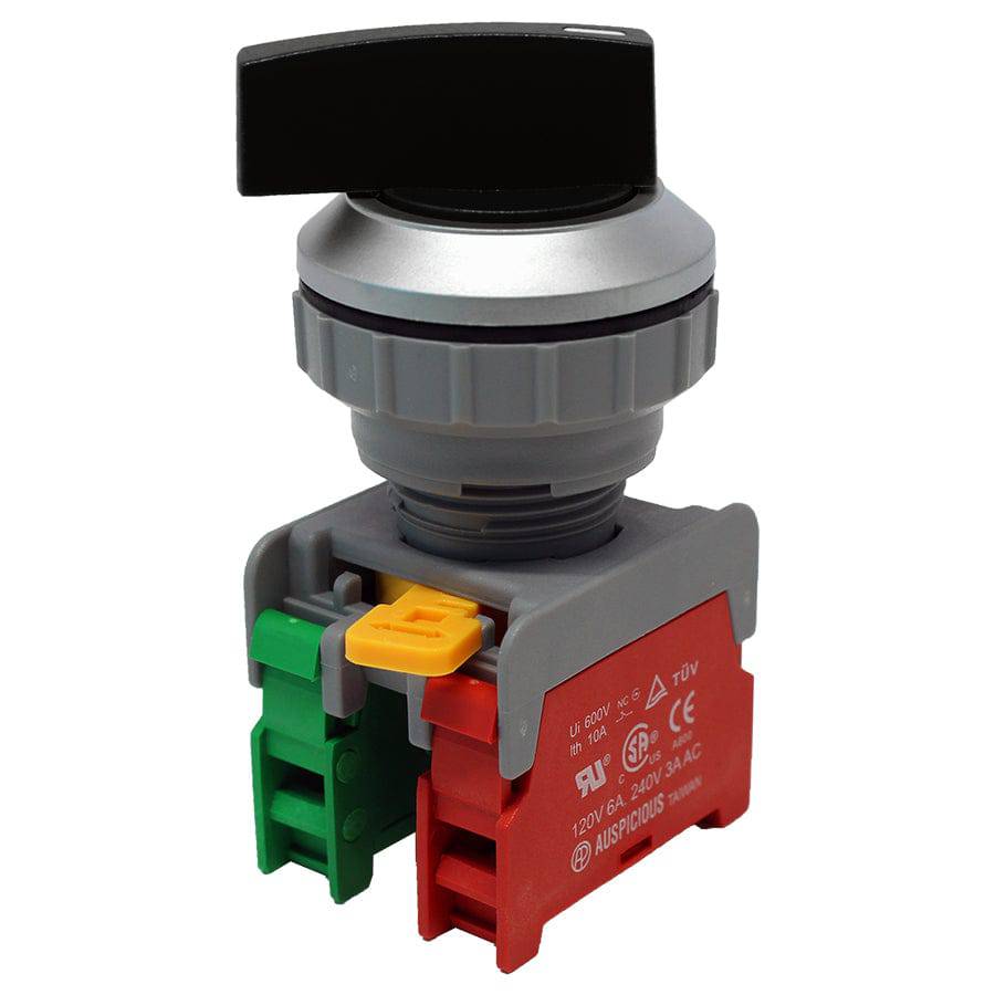 LSS30-1O/C-BK - Long Knob Switch - 1 Contact (1/O) - 2 Positions (0-1) - Negro