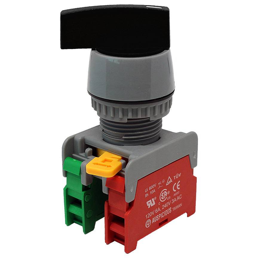 GLCS22-1O/C-BK Long Twist Knob Switch - 2 Contact (1O/C) - 2 Positions (1-2) - Black