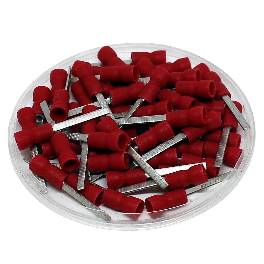 DBVE1-18 - 22 to 16 AWG Vinyl PVC Insulated Flat Blade Terminals, Easy Entry, 18mm Pin, UL Recognized, 100 Pieces
