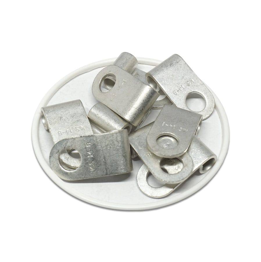 FGNB14-8 - 6 AWG Non Insulated Flag Ring Terminals, Ring Tongue, 5/16" Stud, 10 Pieces