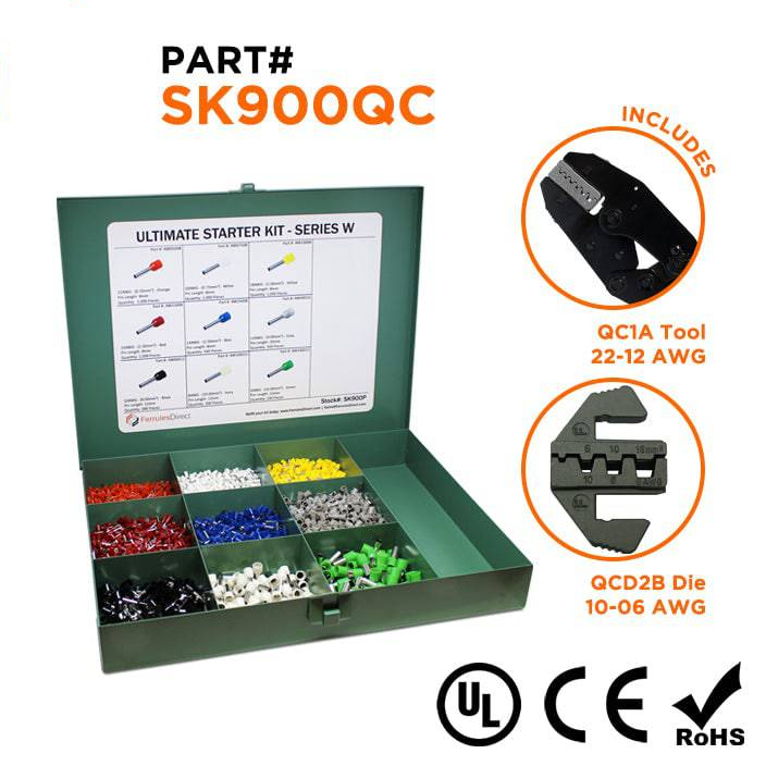 SK900QC - 22 a 8 AWG Ultimate Punteras Kit + QC1A & QCD2B Tools, 5,400 piezas, Series W, 1 Kit