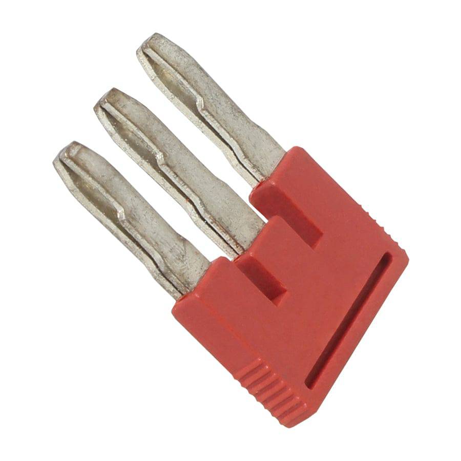 UFBS3-6 - 3 Position Terminal Block, Cross Connection Quick Pluggable Jumper, Flat Pins, Red