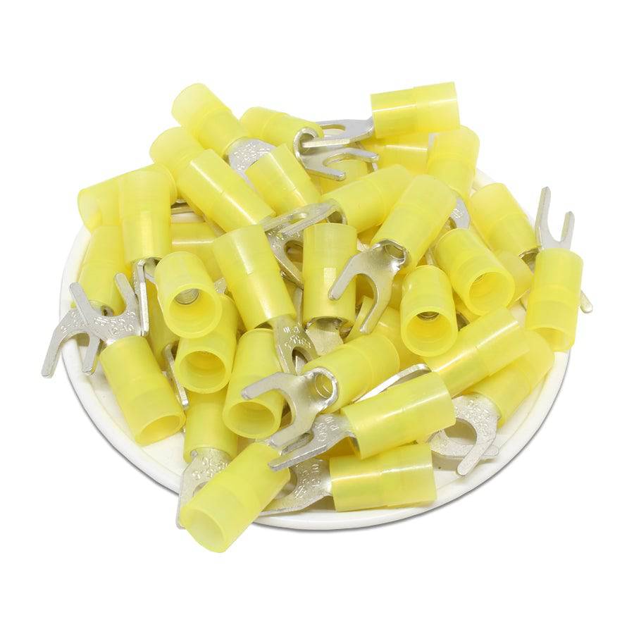 SNYB5-5M - 12 to 10 AWG Nylon Insulated Spade Terminals, #10 Stud, 50 Pieces